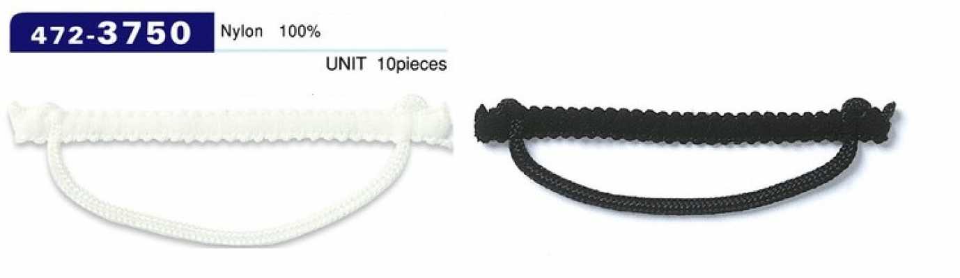 472-3750 Passant de bouton, type corde tressée, long horizontal, corde épaisse, 70 mm (10 pièces)