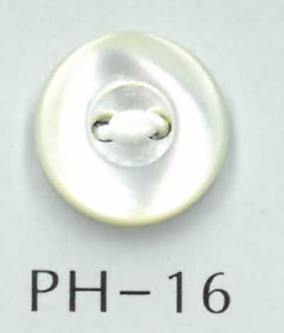 PH16 Bouton en nacre à 2 trous avec bord