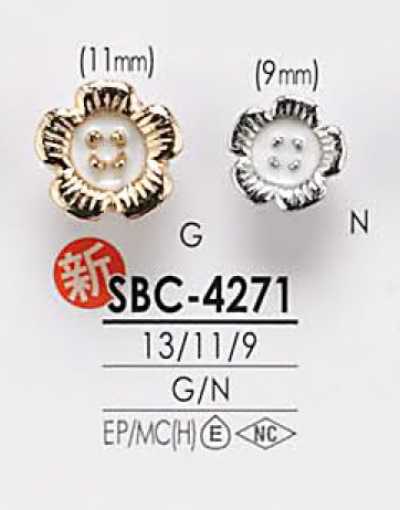 SBC4271 Bouton en métal à motif fleur teintable