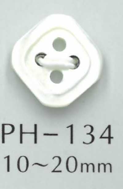 PH134 Bouton coquillage diamant à bord, 4 trous