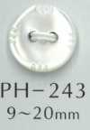 PH243 Bouton en coquillage à 2 trous, motif sculpté