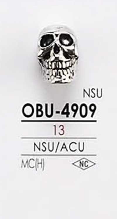OBU4909 Bouton en métal en forme de crâne