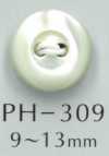 PH309 Bouton en nacre bombé à 2 trous avec rebord