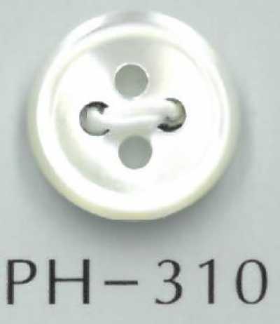 PH310 Bouton en nacre à 4 trous avec rebord