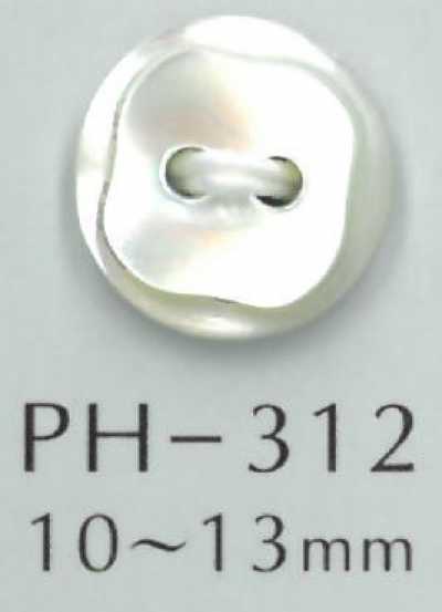 PH312 Bouton en nacre taille diamant à deux trous