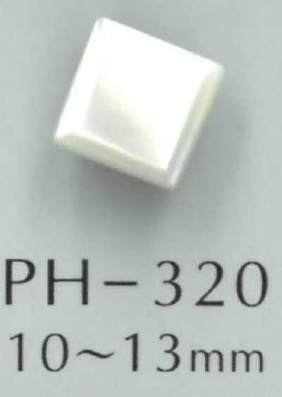 PH320 Bouton en coquillage en forme de losange avec tige métallique