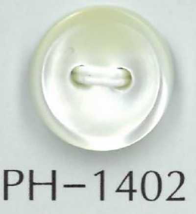 PH1402 Bouton en nacre à 2 trous, bordé, épaisseur 2 mm