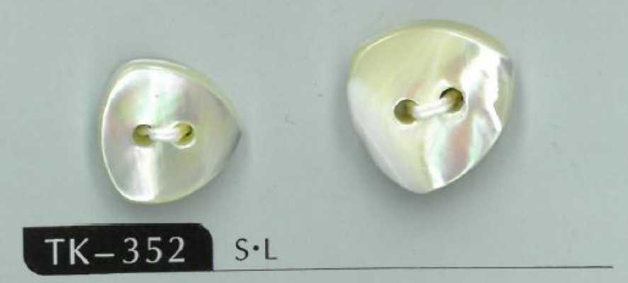 TK352 Bouton en coquillage Takase triangulaire équilatéral à 2 trous
