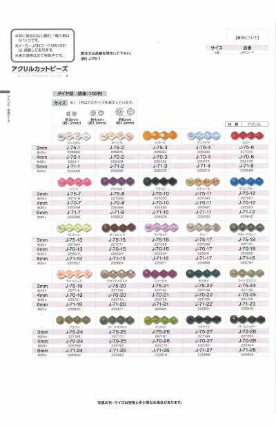 アクリルカットビーズ ダイヤ型 Perles taillées en acrylique, forme diamant