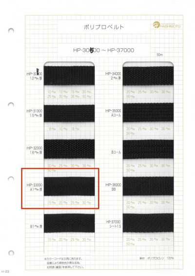 HP33000-A HP33000 Sangle en polypropylène épaisse A1mm