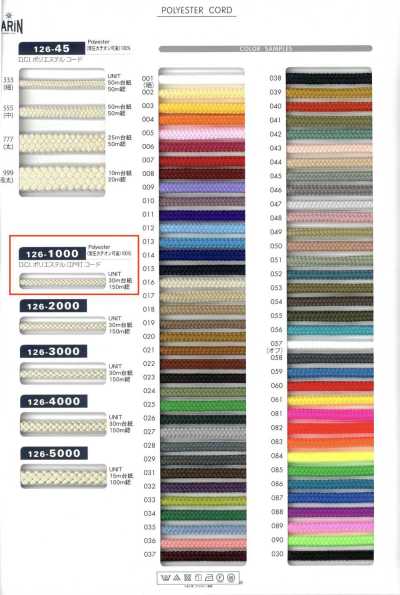 126-1000 Cordon Edo-uchi en polyester D.C.I (cordon rond) env. 2 mm