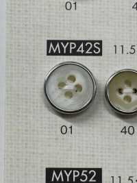 MYP42S Bouton En Polyester Argenté à 4 Trous Semblable à Un Buffle DAIYA BUTTON(DAIYA BUTTON) Sous-photo