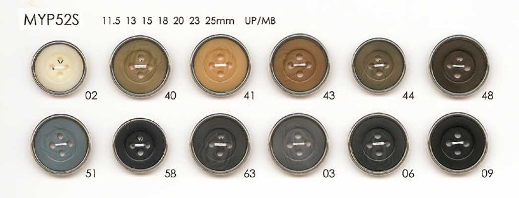 MYP52S Bouton en polyester argenté élégant à 4 trous