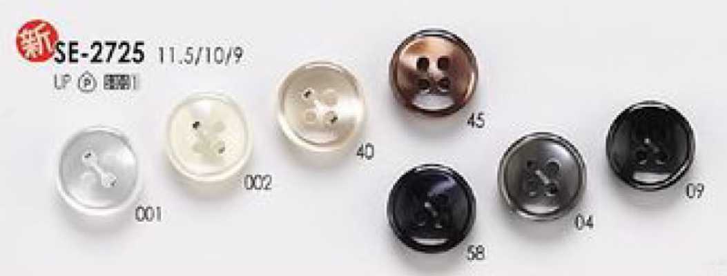 SE-2725 Bouton simple en polyester effet nacre à 4 trous pour chemises et blouses
