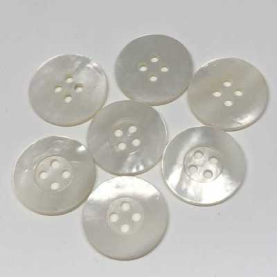 EX700MAT Bouton en coquillage nacré blanc à 4 trous, mat