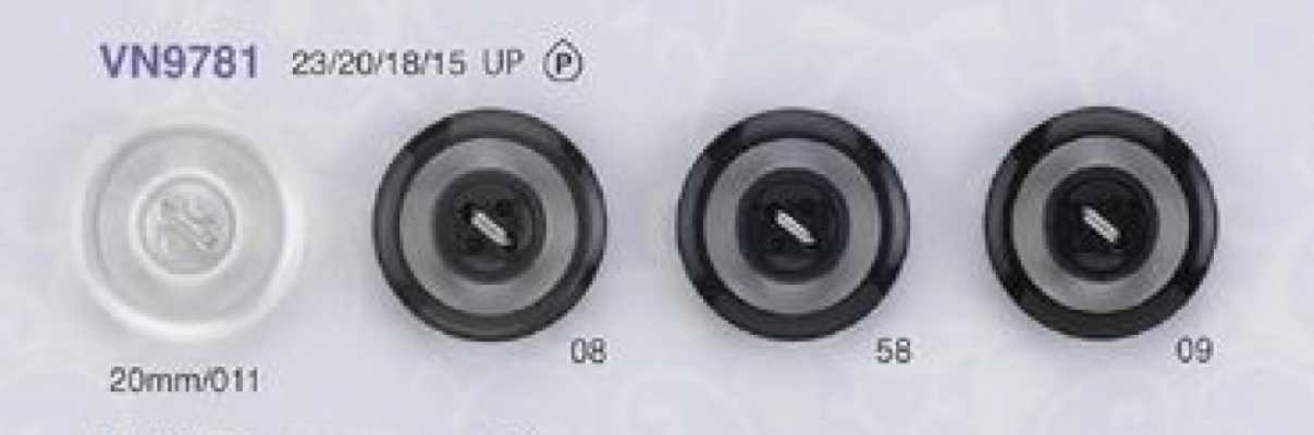 VN9781 Bouton polyester à 4 trous teint, sans colle, design anneau léger, toucher luxueux