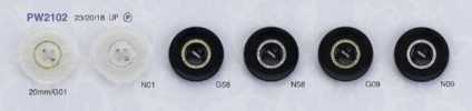 PW2102 Bouton en polyester premium teint à 4 trous, léger, design anneau sans colle