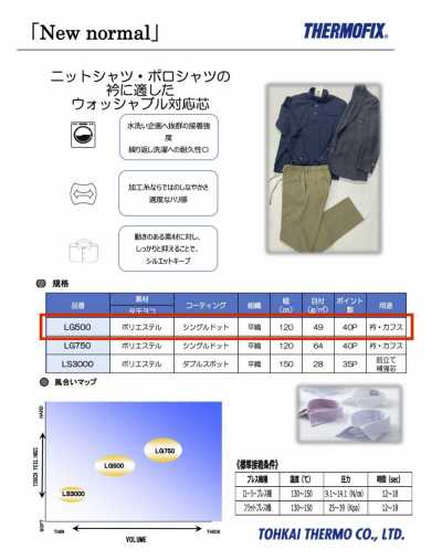 LG500 Thermofix ® [New Normal] Série LG Entoilage Thermocollant Pour Col De Chemise