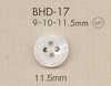 BHD17 Boutons DAIYA En Polyester Antichoc à 4 Trous Avec Bordure RIVER , Effet Coquillage