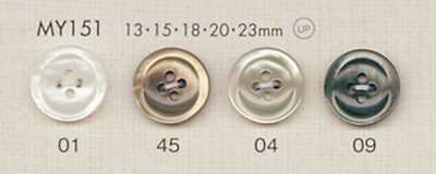 MY151 Bouton en polyester aspect nacre à quatre trous avec bordure DAIYA BUTTONS