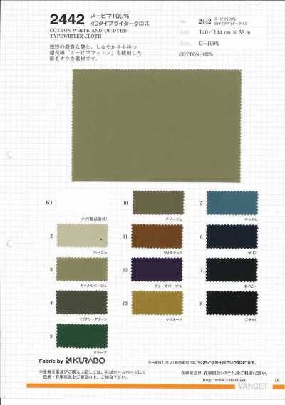 2442 Tissu typewriter 100 % Supima 40