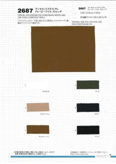 2687 Sergé extensible fluide Tencel/Polyester/PU