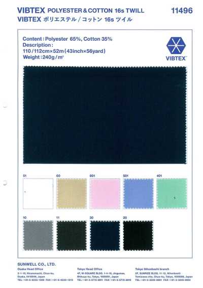 11496 VIBTEX Polyester/Coton sergé 16s