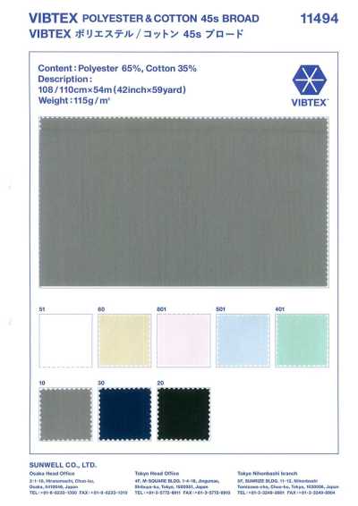 11494 VIBTEX Polyester/coton 45s popeline