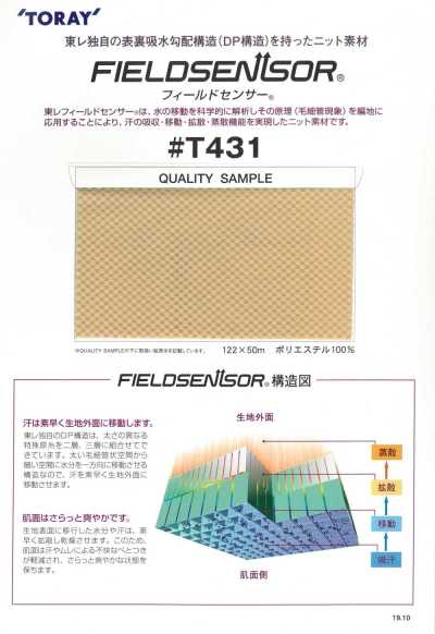 T431 TORAY Field Sensor® tissu tricoté pour sous-vêtements