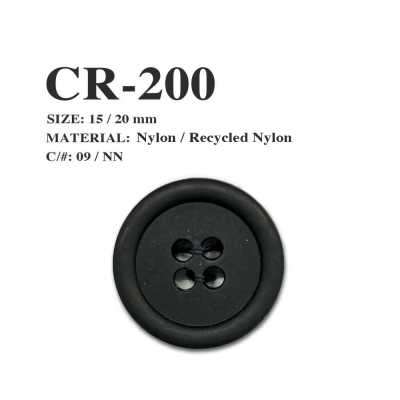 CR-200 Bouton 4 trous en nylon recyclé issu de filets de pêche