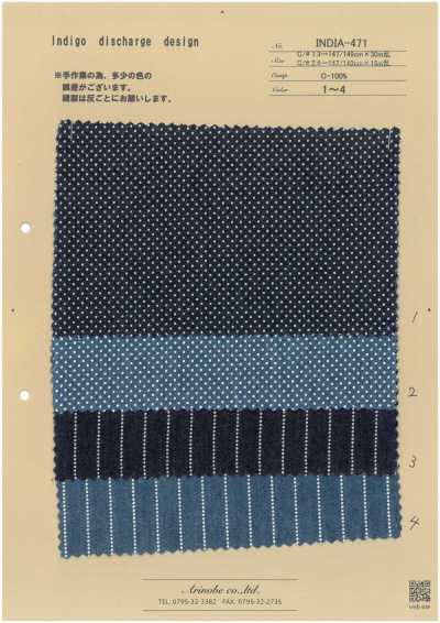INDIA-471 Motif décharge indigo