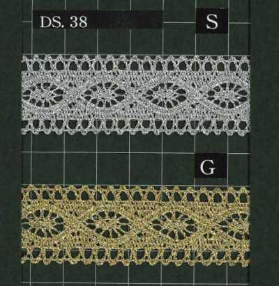 DS38 Dentelle torchon Lurex, largeur 23 mm