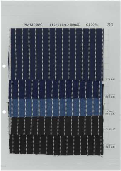 PMM2280-dotstripe Chambray imprimé par décharge à pois et rayures 5 oz