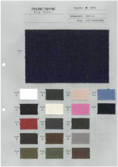 7012W Disponible dans une large gamme de couleurs, denim coloré, finition délavée 12 oz
