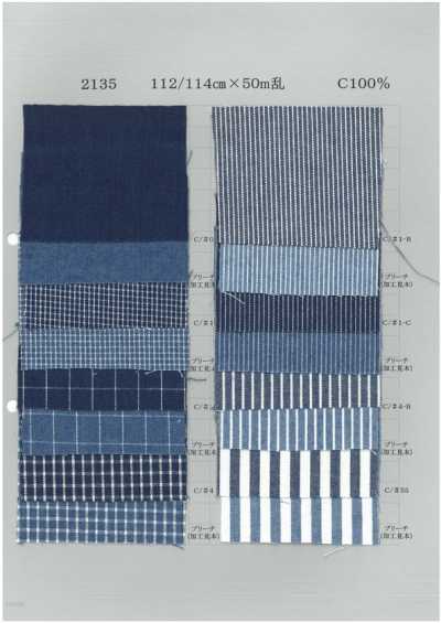 2135 À carreaux/rayures indigo 6 oz