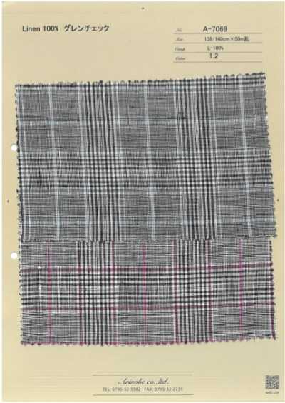 A-7069 Lin 100 % à carreaux Glen