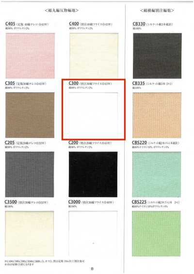 C300 Maille côtelée coton 30 fils Bord-côte circulaire 45W