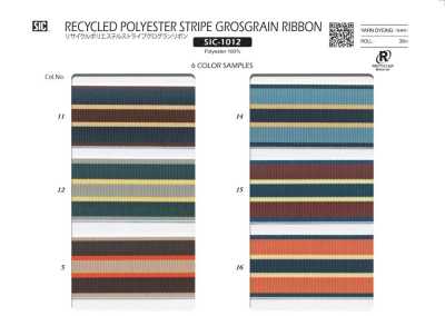 SIC-1012 Ruban gros-grain rayé en polyester recyclé