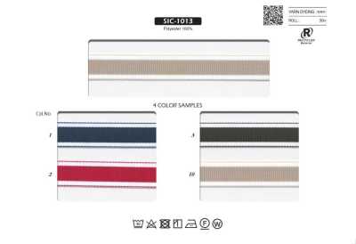 SIC-1013 Ruban gros-grain rayé en polyester recyclé
