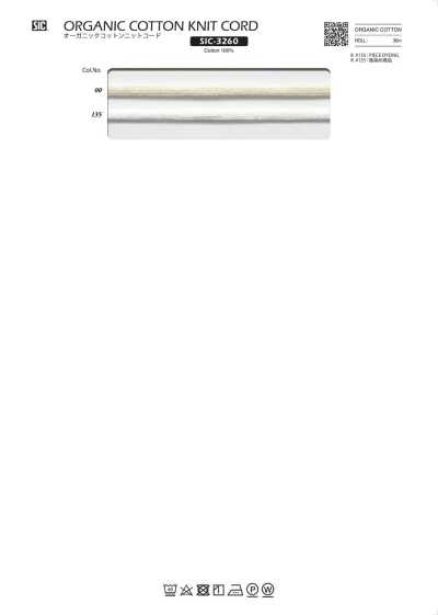SIC-3260 Cordon tricoté en coton biologique