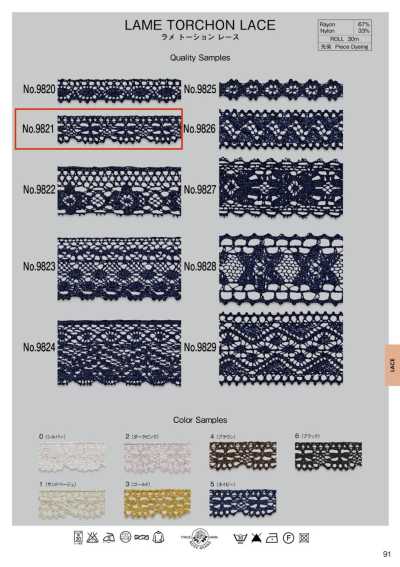 9821 Dentelle lame torchon (env. 15 mm)