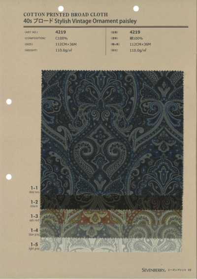 4219 SEVENBERRY® Popeline paisley ornemental vintage élégant