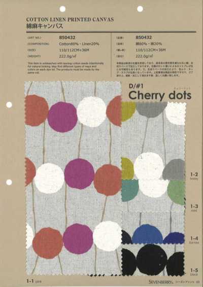 850432 SEVENBERRY® Toile coton-lin à pois cerise