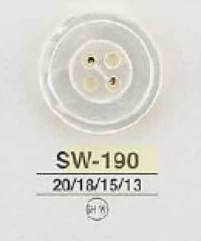 SW190 Bouton blanc en nacre à 4 trous