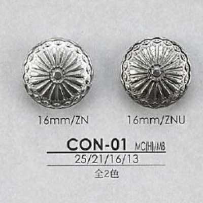CON01 Bouton à queue en demi-anneau circulaire en métal/laiton