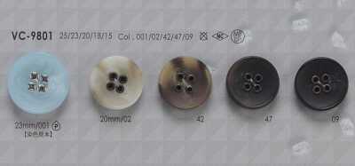 VC9801 Bouton à 4 trous en laiton/résine polyester