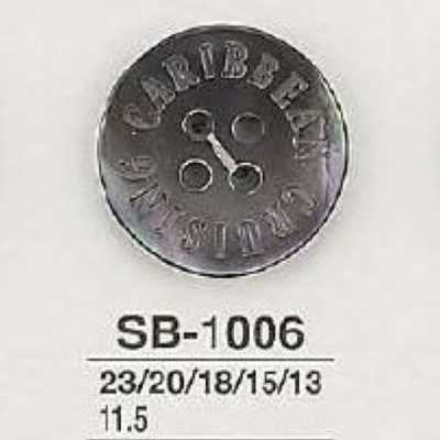 SB1006 Bouton 4 trous en coquille de nacre noire