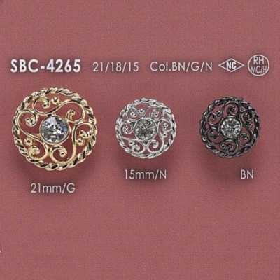 SBC4265 Bouton à tige anneau circulaire en verre/hi-metal
