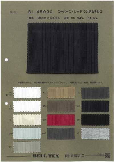 BL45000 Tissu côtelé TERECO super extensible aléatoire