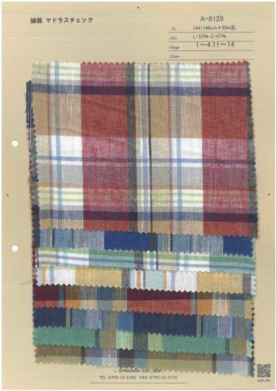 A-8129 Carreaux Madras coton-lin